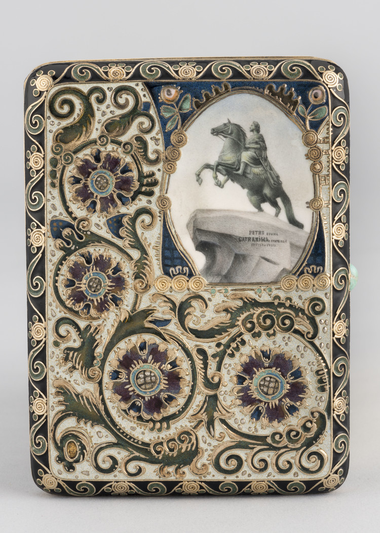 Портсигар с эмалевой миниатюрой «Медный всадник» - фото, ракурс 2