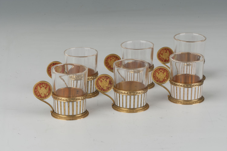 Set of six charki in the form of glasses with frame handles - фото, ракурс 2