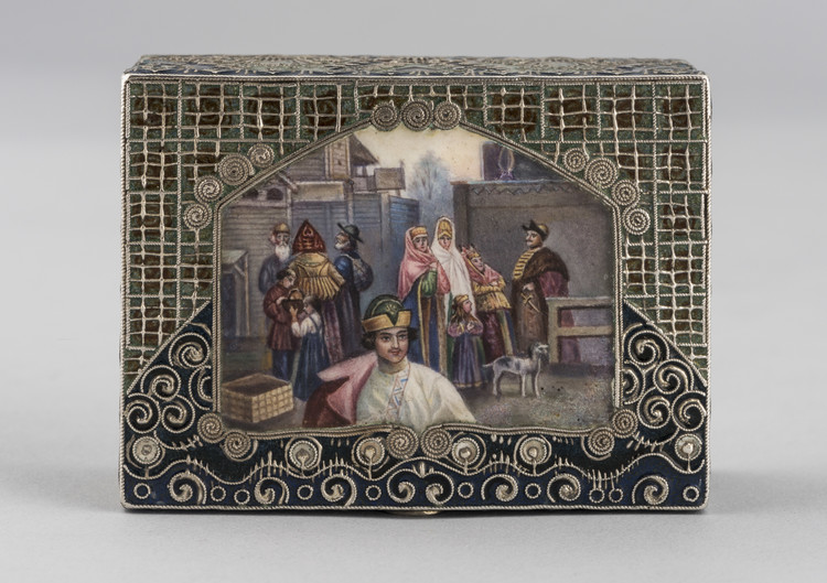 Коробочка с эмалевой миниатюрой «Вечерняя прогулка» (по рисунку С. Соломко) - фото, ракурс 1